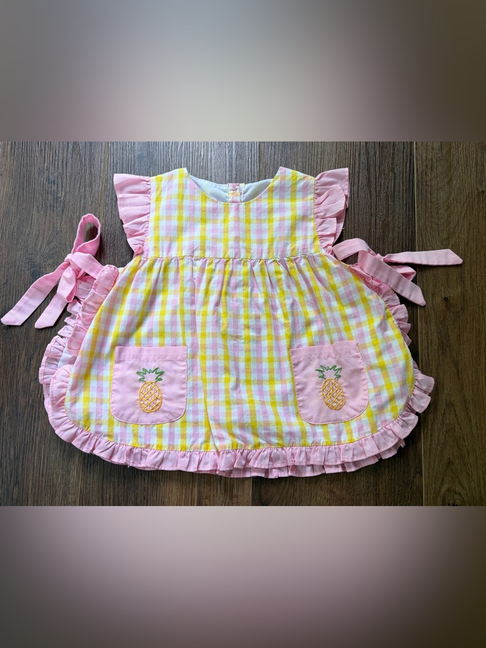 Little Piper Designs French Knot Pineapple Gingham Apron Top